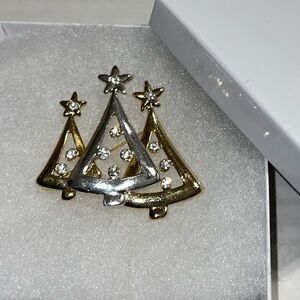 Gold and Silver Christmas Tree trio Brooch